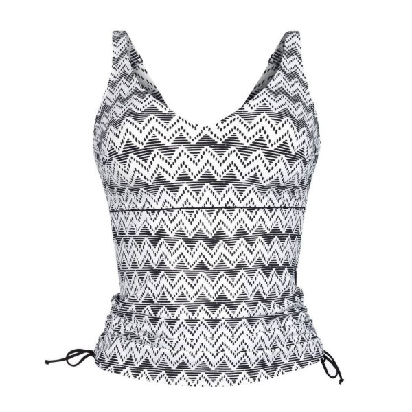 top tankini con aros negro y blanco copa G 