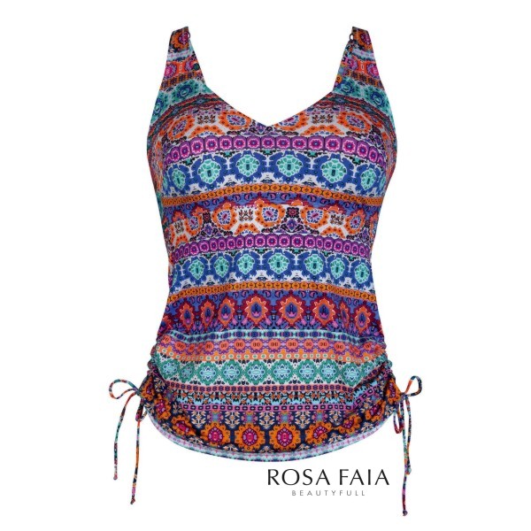 top tankini con aros copa D estampado mosaico 