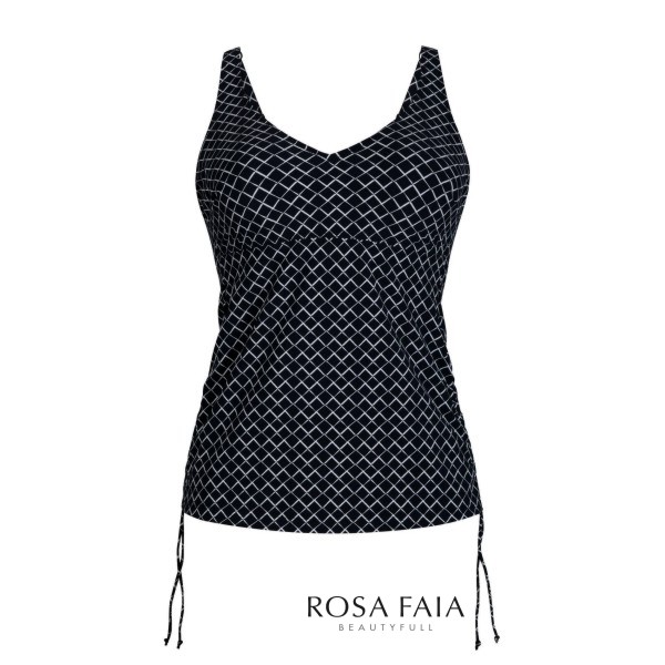 top tankini con aros copa F negro y blanco 