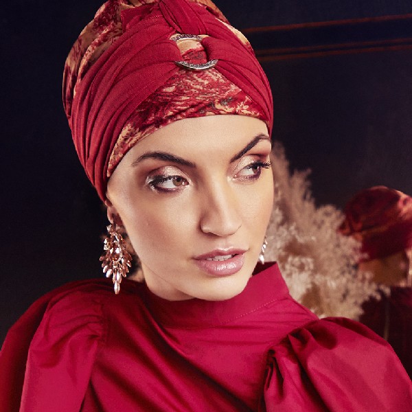turbante modelo SIENNA BOHO set rojo oriental