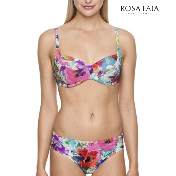 Producto bikini con aros copa I estampado floras tonos rosas