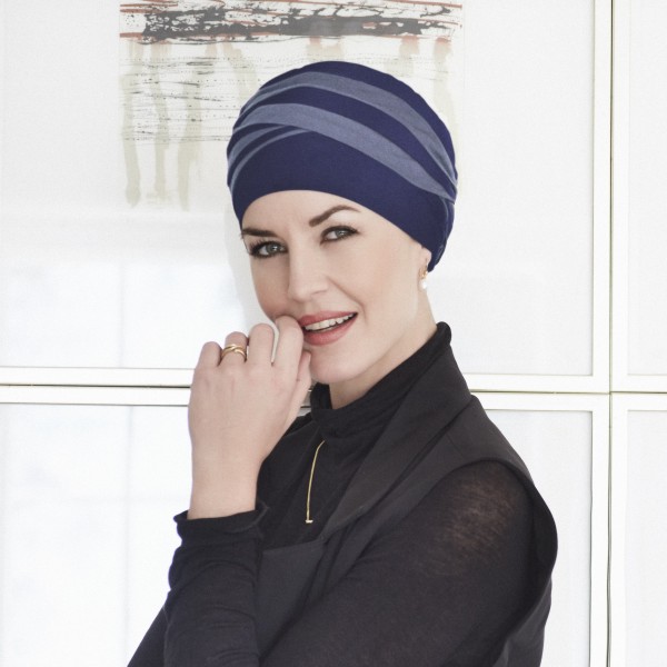 Artículo turbante plisado de bambú mezcla de azules modelo SHANTI