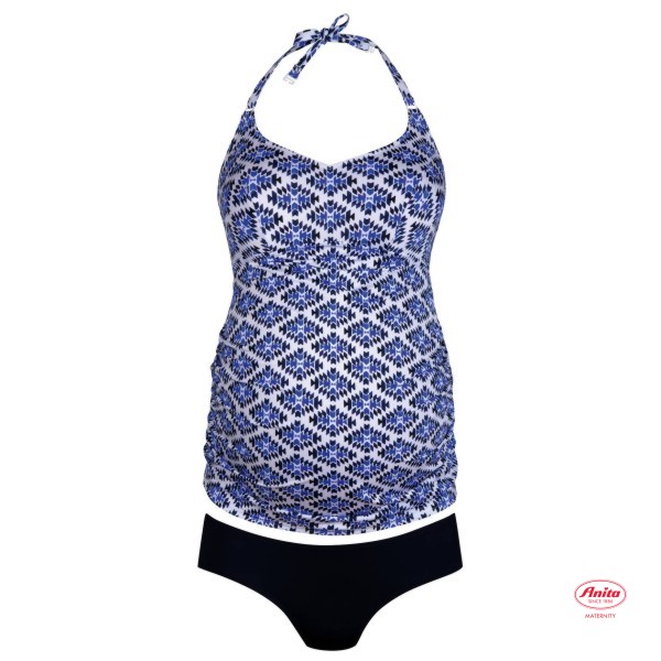 Producto tankini sin aros copa D estampado azul marruecos 