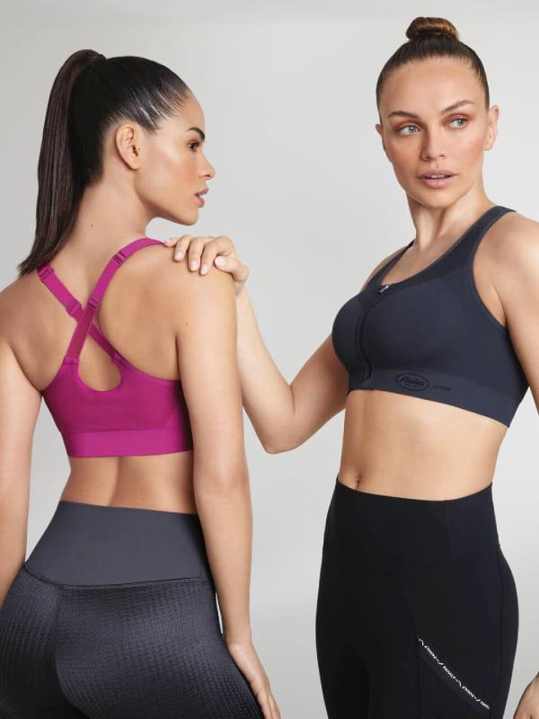 Sujetador deportivo negro con cremallera delantera 