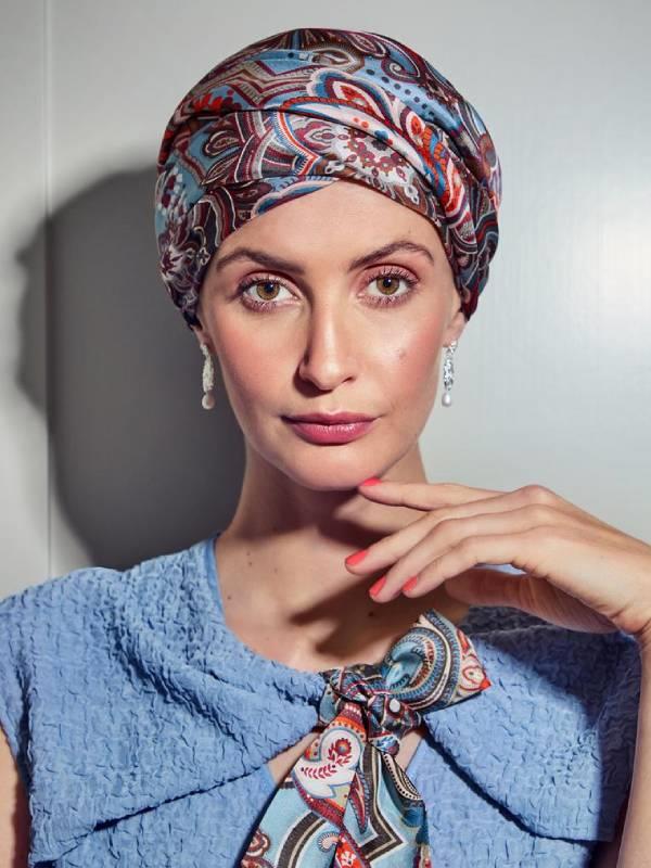 PAÑUELO ONCOLOGICO SEDA AZUL