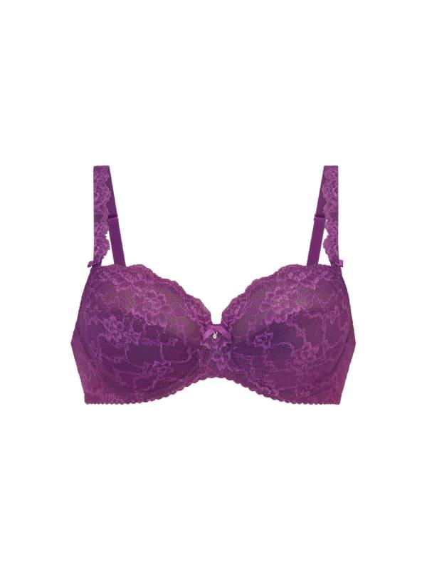 SUJETADOR CON AROS BORDADO MORADO 